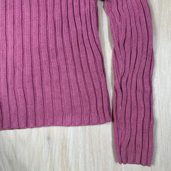 VTG Herman Geist Pink Mock Neck Ribbed Knit Slim Fit Casual Pullover Sweater LG - Picture 12 of 14